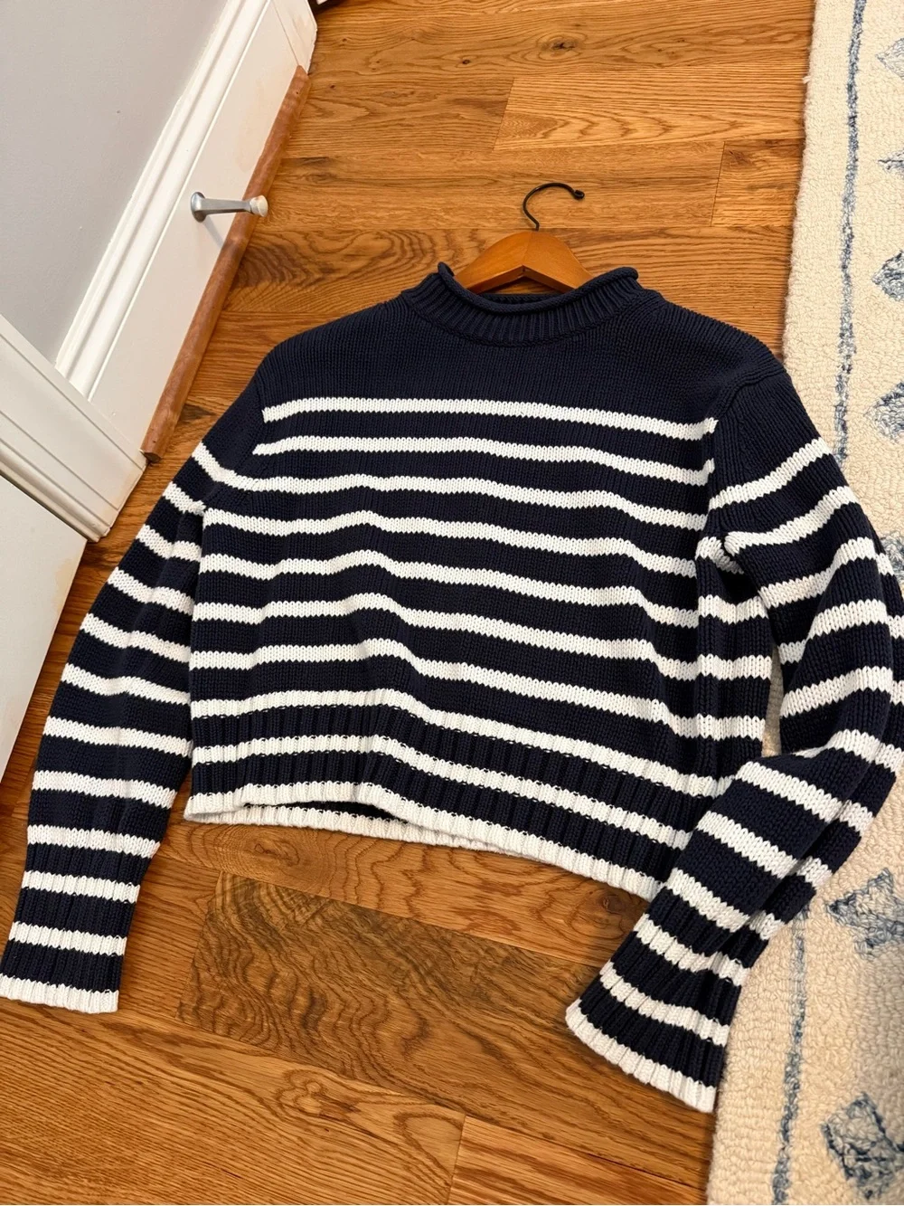 J.Crew Rollneck Sweater Striped Navy and Ivory Size XS